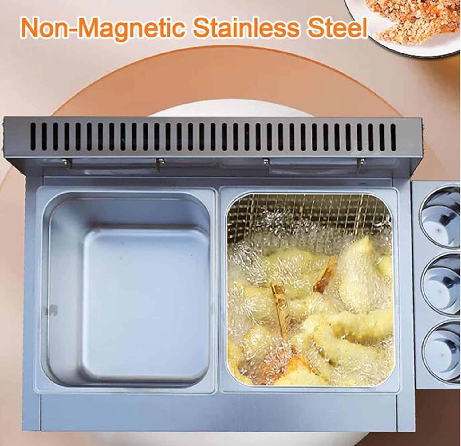 Deep Fryer,French Fries Machine,Electric Deep Fryer,Stainless Steel Fryer with Heating Element,3 Basket,Adjustable Temperature