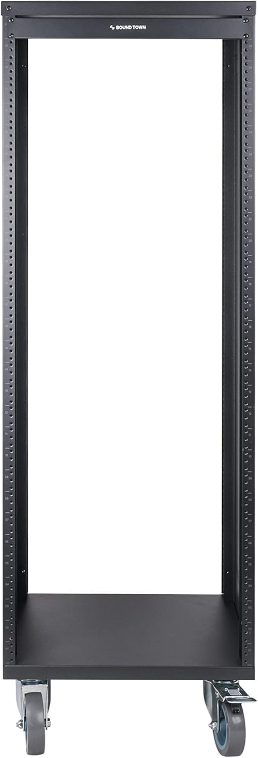 Sound Town 30U Universal Steel Rack, w/ 3 Locking Casters, Vented Side Panels for Audio Video, Server and Network Equipment (STRK-M30U)