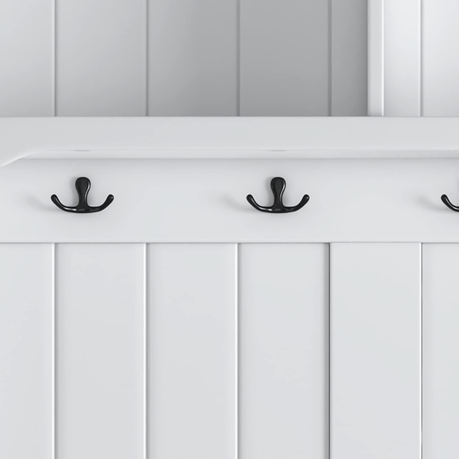 Modern 40" 3-in-1 Design Hall Tree with 4 Hooks, Coat Hanger, Entryway Storage Bench, for Entrance, Hallway, White, OneSize