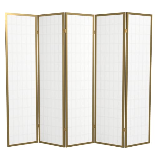 Red Lantern 6 ft. Tall Window Pane Shoji Screen-Natural-4 Panels Room Divider
