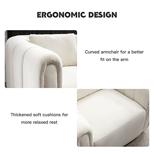 ANJ Swivel Barrel Chair with Plump Pillow, Modern Channel Velevt Accent Chair, Comfy Round Armchair, Swivel Accent Chair for Nursery Living Room Bedroom (Green)