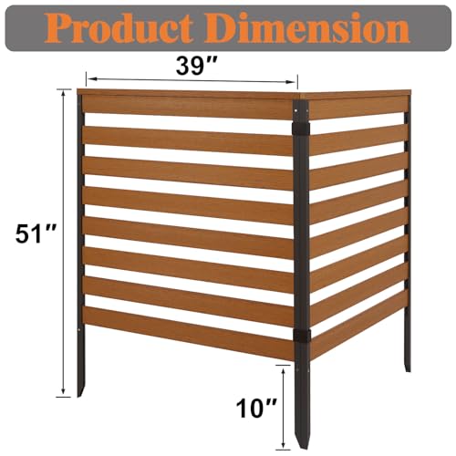 Outdoor Privacy Screen with Heavy Duty Stakes, Weather Resistance Poly Lumber Air Conditioner Fence, 51''H x 39''W No Dig Kit Pool Equipment Enclosure, Trash Enclosure, Black, 2-Panels