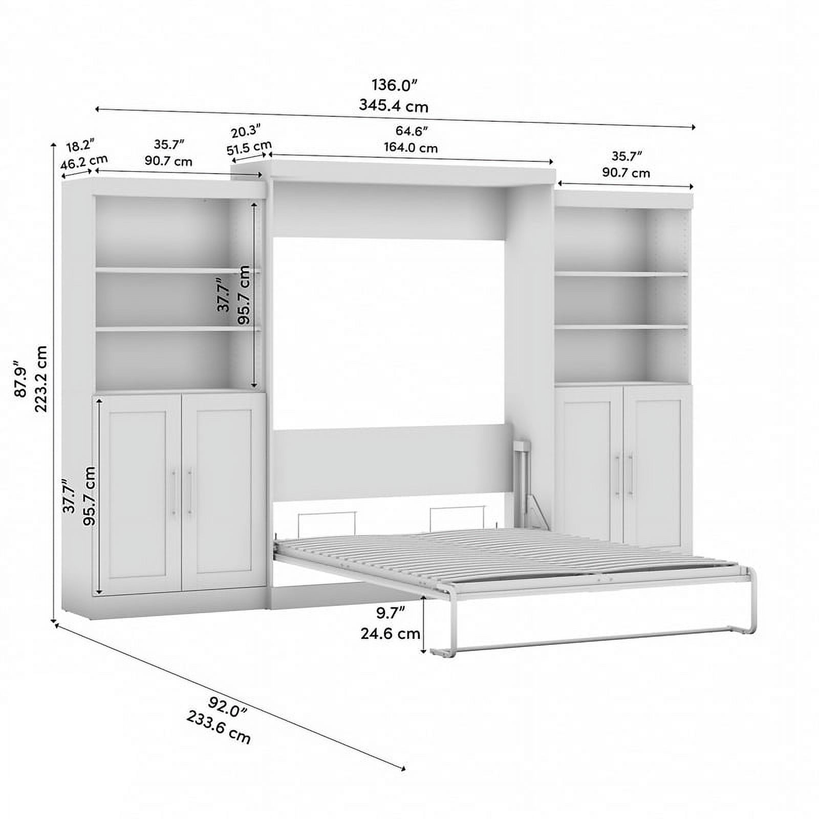 Bestar Pur Modern Engineered Wood Queen Murphy Bed w/ Closet Storage in Gray
