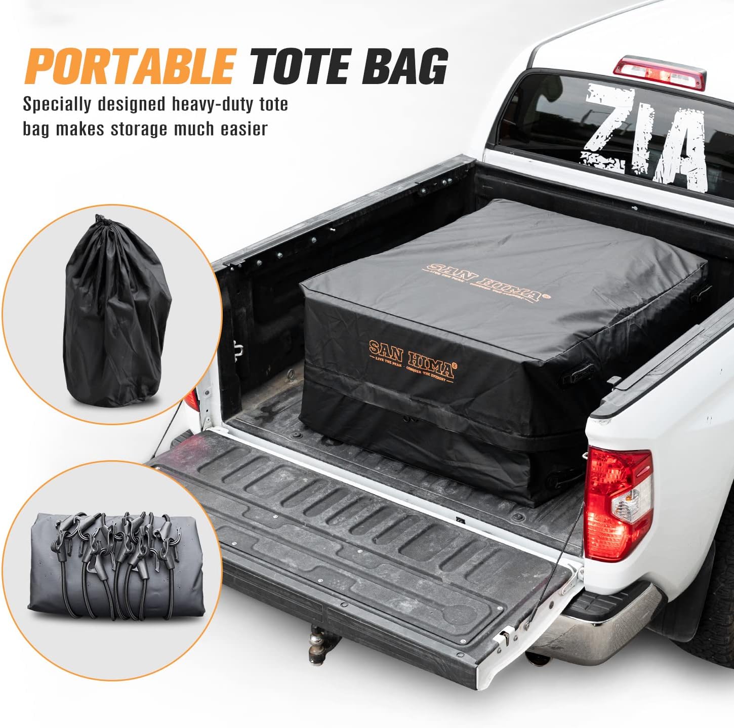 Truck Cargo Bed Bag with Cargo Net-FieryRed 100% Waterproof Heavy Duty Truck Bed Storage Bag, 8 Rubber Handles Fits Any Truck, Size: 50 L x 40 W x 22 H (26 Cubic Feet)