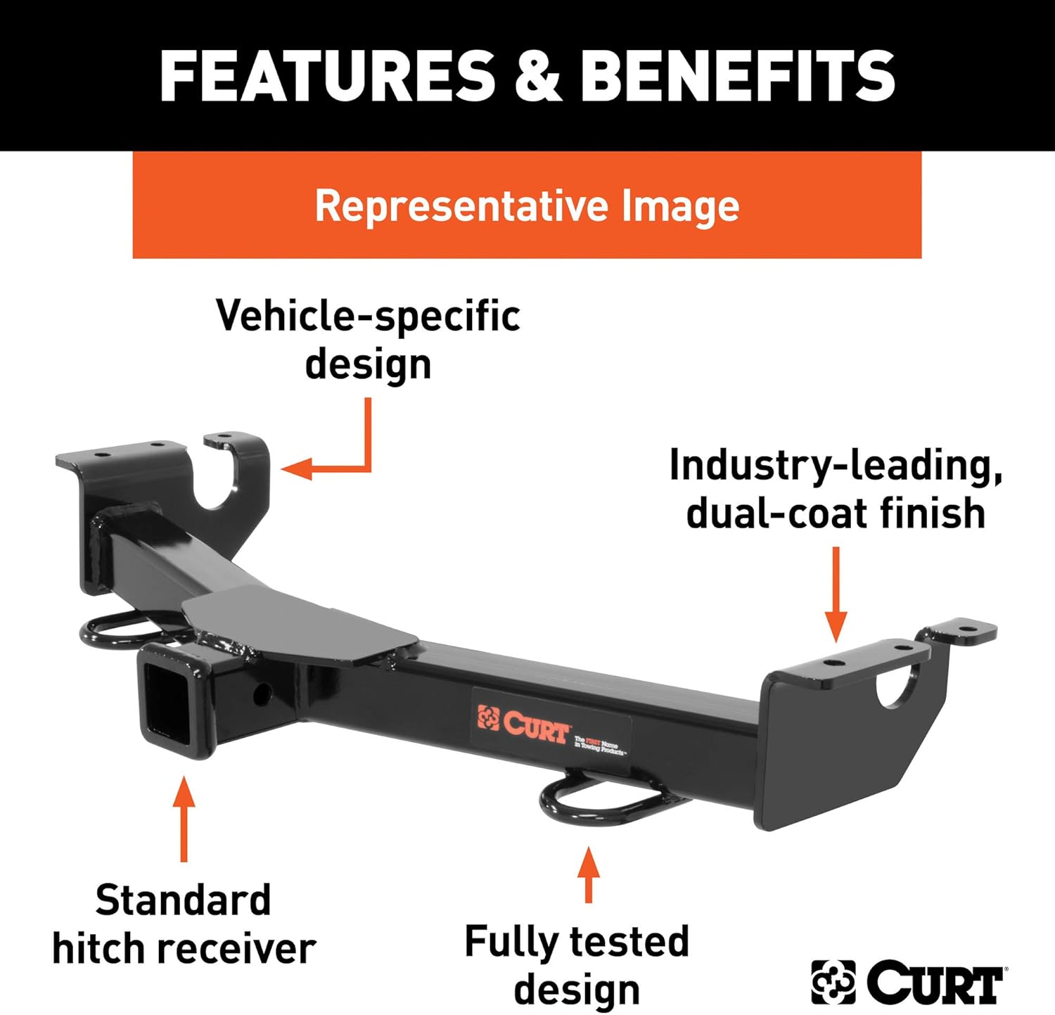 CURT 31302 2-Inch Front Receiver Hitch, Select Cadillac, Chevrolet, GMC Trucks, SUVs
