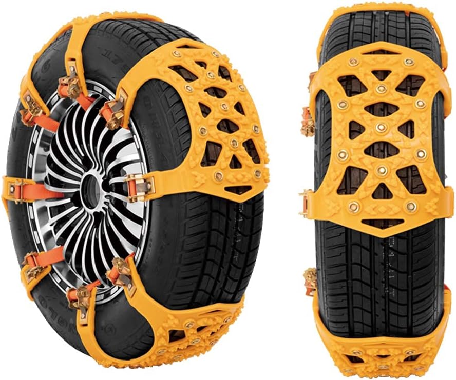 Universal Snow Chains for Cars/SUV/ LT Truck/Pickup Adjustable Traction Tire Chains for Tyres Width 145-285mm (5.71-11.2 inch)Easy to Mount Emergency Traction Snow Tyre Chains for Icing,Mud, Sand