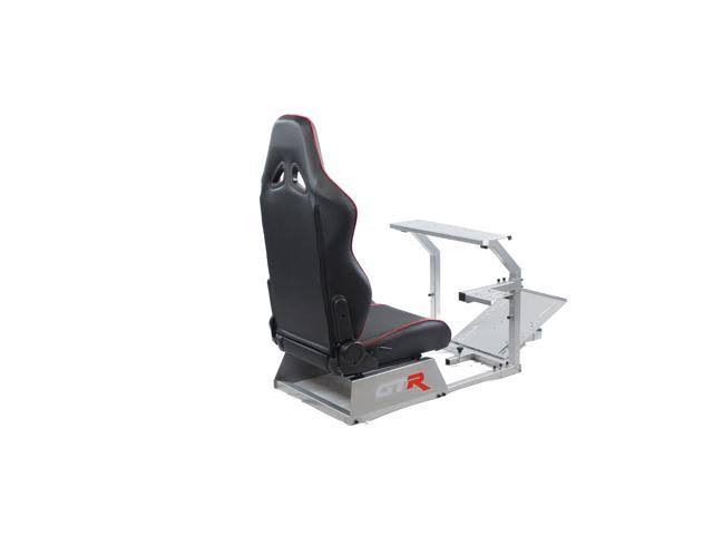 GTR Simulator GTA Model Silver Frame with Black/Red Real Racing SEAT, Driving Simulator Cockpit Gaming Chair with Gear Mount