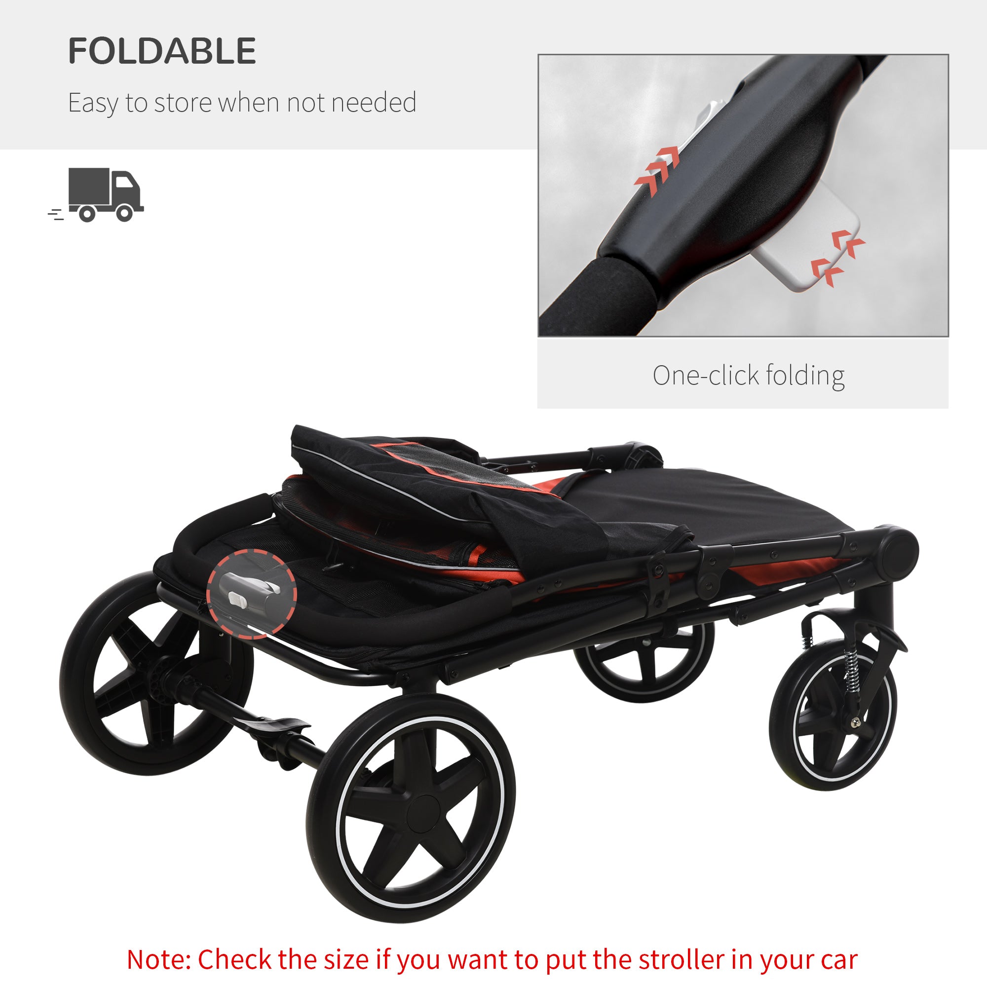 Pet Stroller - Foldable Dog Stroller with 2 Safety Lashes - Gray