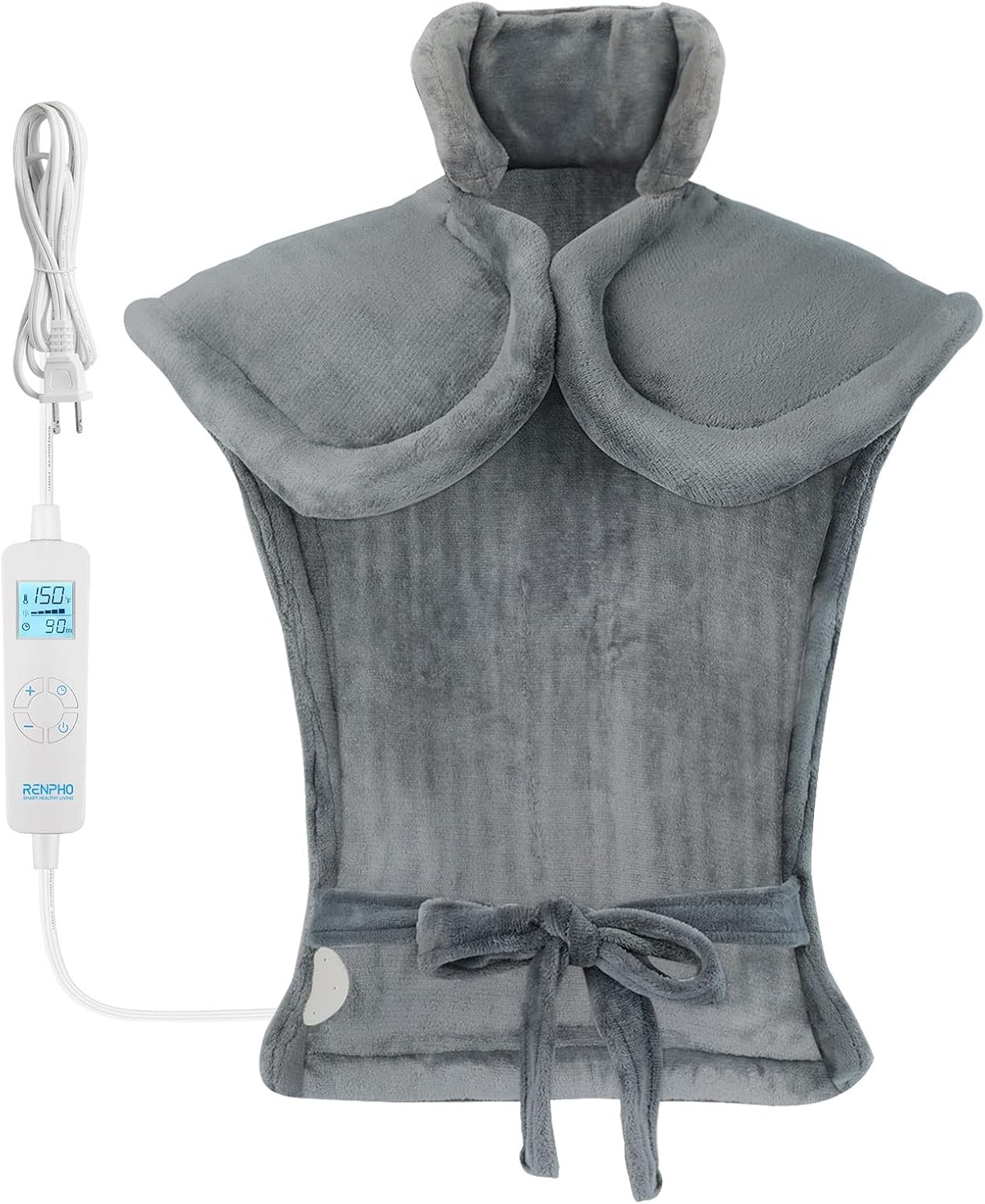 RENPHO Large Heating Pad for Back Pain Relief, 24"x33'' Electric Heated Pad for Neck and Shoulders, Fast-Heating with 6 Temperature Settings, Auto Shut Off Available, ETL Certified - Gray