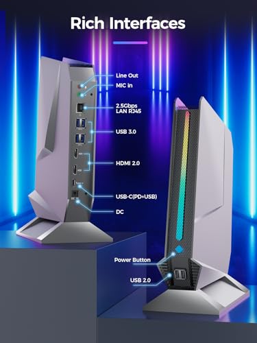 T1 Mini Gaming PC Core i9-12900H/RTX 3050Ti 8GB GDDR6, Mini Desktop Gaming Computer(14C/20T,Up to 5.4GHz)32GB DDR4,1TB PCIe 4.0 SSD/RGB Lights/WiFi 6E/BT 5.3/2x HDMI 2.0/USB-C/4K@60Hz/Win11 Pro