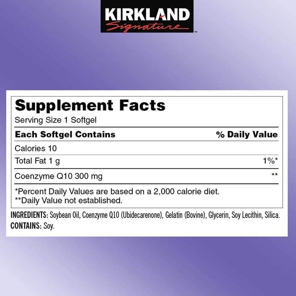 Kirkland Signature Maximum Potency CoQ10 300 mg 100 Softgels Each (100 Softgels (Pack of 2)) Pack of 2