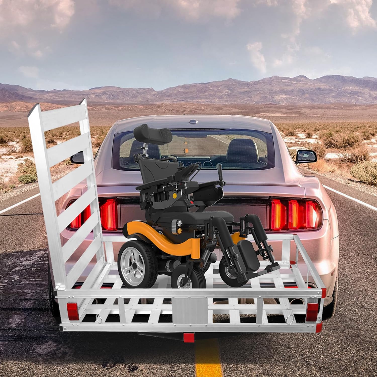 Aluminum Cargo Carrier, 50" x 29.5", 800Lbs Capacity,Hitch Cargo Carrier with Ramp Hitch Mounted Luggage Trailer Hitch Mount Mobility Scooter Wheelchair Carrier, Tow Hitch Cargo Carrier
