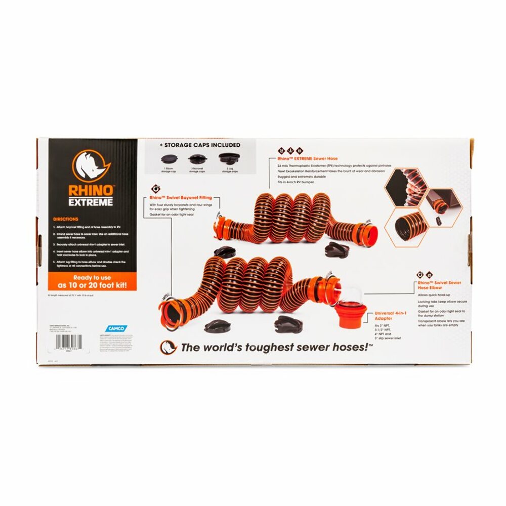 Camco 39867 Rhinoextreme RV Sewer Hose Kit, 20 ft.
