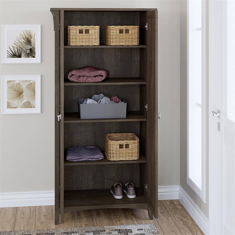 Bush Furniture Salinas Tall Storage Cabinet with Doors, Ash Brown