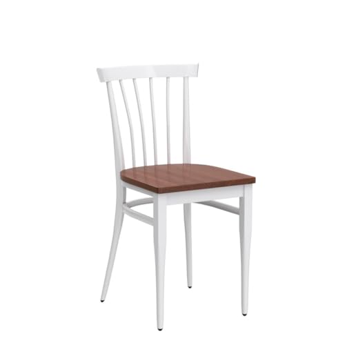 LUCKYERMORE Heavy Duty Metal Dining Chair Set of 2, Stackable Commercial Chair with Wood Seat, Metal Frame, 450lbs Capacity, for Kitchen, Restaurant, Dining Room, Fully Assembled, Ladder Back, Black