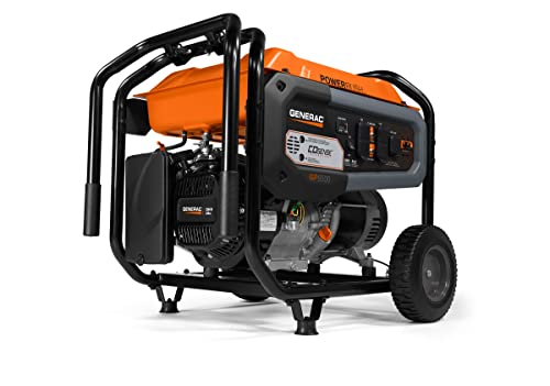 Generac 8,000-Watt Gas-Powered Portable Generator - Electric Start with COsense - PowerRush Advanced Technology - Reliable Power for Emergencies, Recreation, Home - 49 State Compliant - Orange/Black