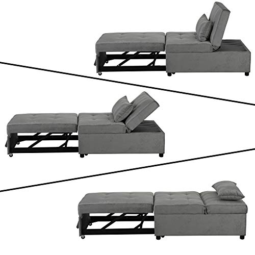 Sofa Bed,Folding Ottoman Sleeper Bed,4 in 1 Multi-function Faux Leather Convertible Chair Recliner Sofa with Pillow,for Living Room/Small Room Apartment