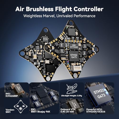 BETAFPV Air75 Brushless Whoop Quadcopter, Ultralight 1S 75mm Micro Whoop Drone with C03 FPV Camera, G473 5IN1 Air Flight Controller ELRS Receiver 0802SE 23000KV Motors for FPV Racing Freestyle