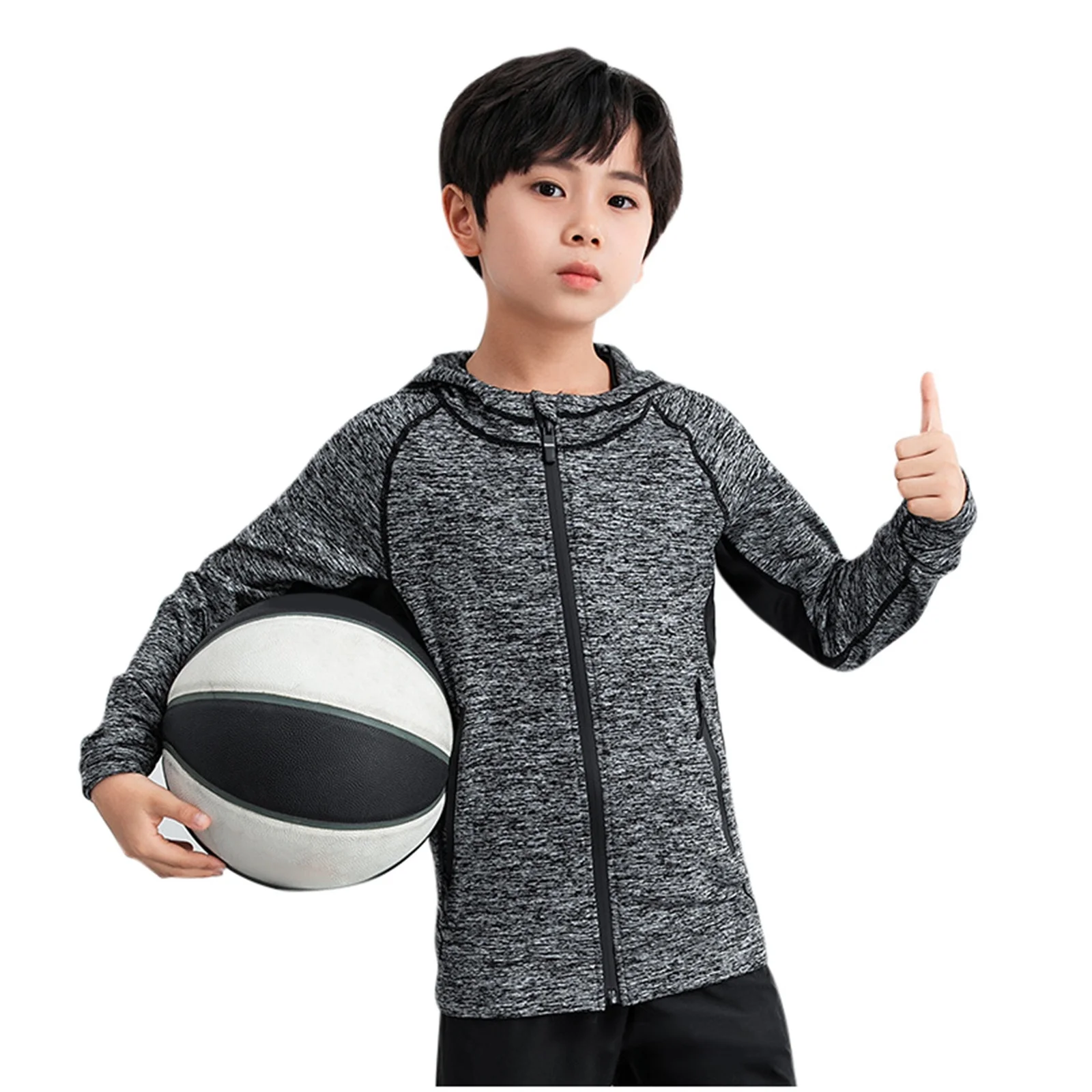 Boys Sweatshirts &amp; Hoodies Boys Zip Up Sweatshirt Long Sleeve Athletic Pullover For Kids Workout Tops Casual Outfit Loose Pullover Tops Grey XL