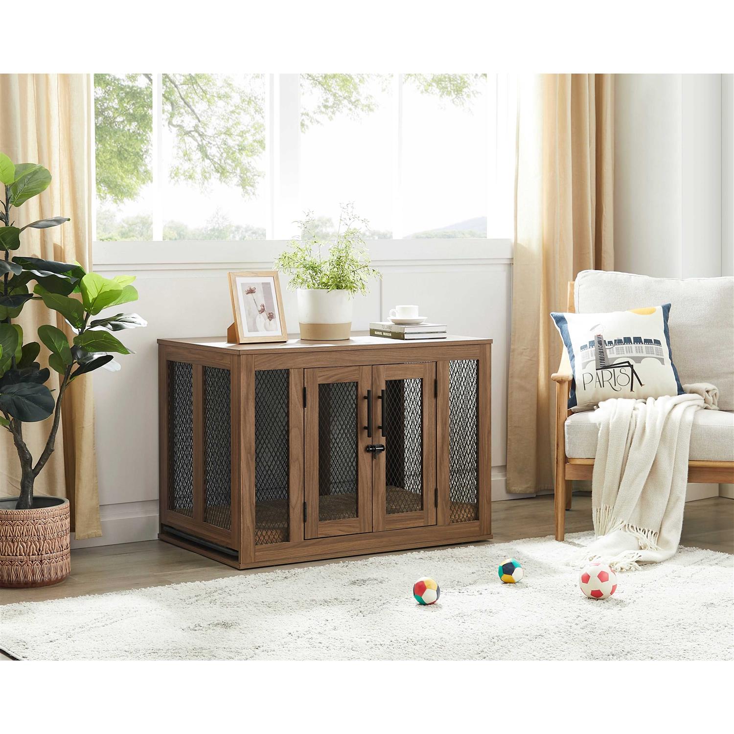 Unipaws Furniture Style Dog Crate with Tray - Pet Supplies online store