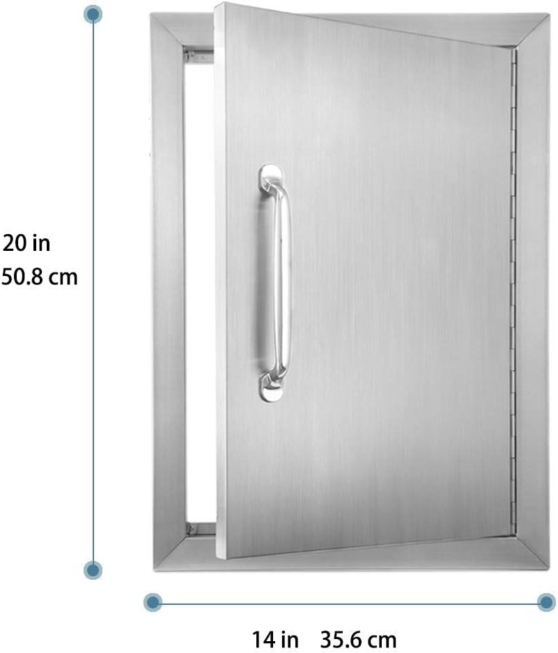 Karpevta Outdoor Kitchen Doors 14''W X 20''H Inch BBQ Access Door - Stainless Steel Single Wall Construction Vertical Door for Outdoor Kitchen Grilling Station or Commercial BBQ Island