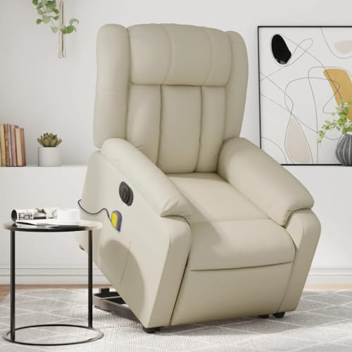 vidaXL Gray Faux Leather Electric Massage Recliner Chair with Power Lift and Reclining Functions for Living Room Comfort