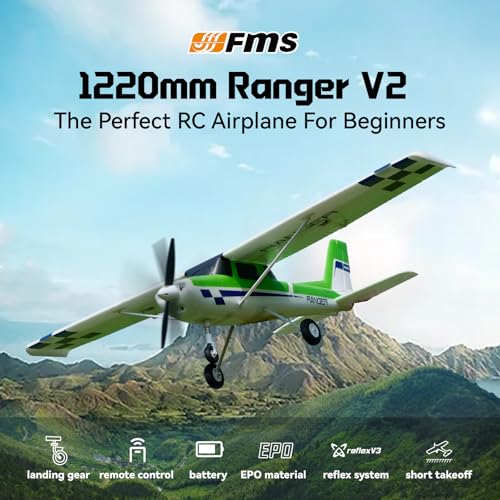 Fms Rc Planes for Beginner 1220mm Ranger Reflex V3 Red Remote Control Airplane Hobby Rc Airplanes for Adults RTF (Include Control, Battery,Charger,)