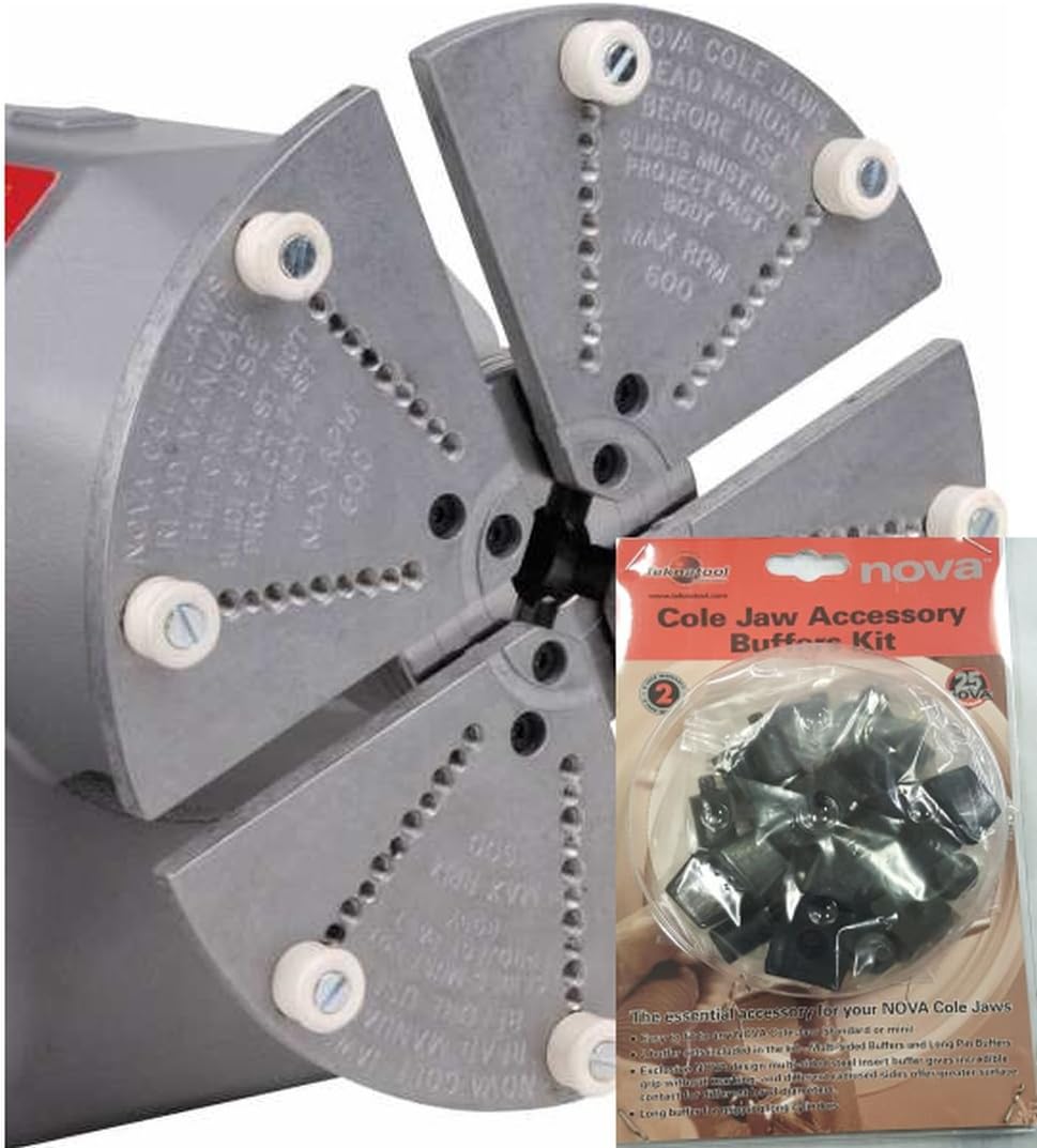 NOVA 6006 8" Cole Jaw Set For NOVA Chucks Bundled With Accessory Buffer Kit (6030)