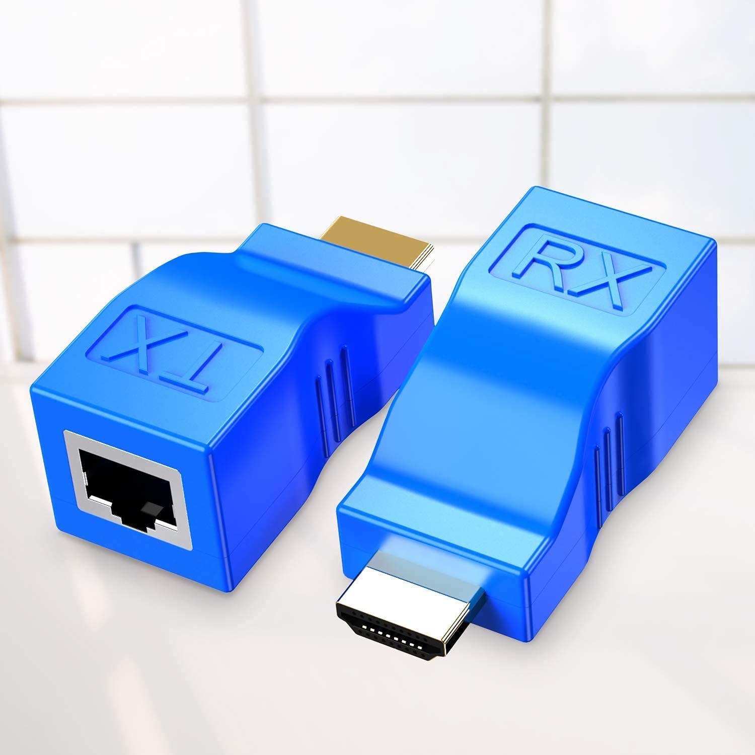 HDMI to RJ45 Extender, Eanetf HDMI to RJ45 Ethernet Network Converter Over by Cat5-e/6 Cable Splitter 1080p up to 30m/98ft Repeater for HDTV HDPC PS4 STB