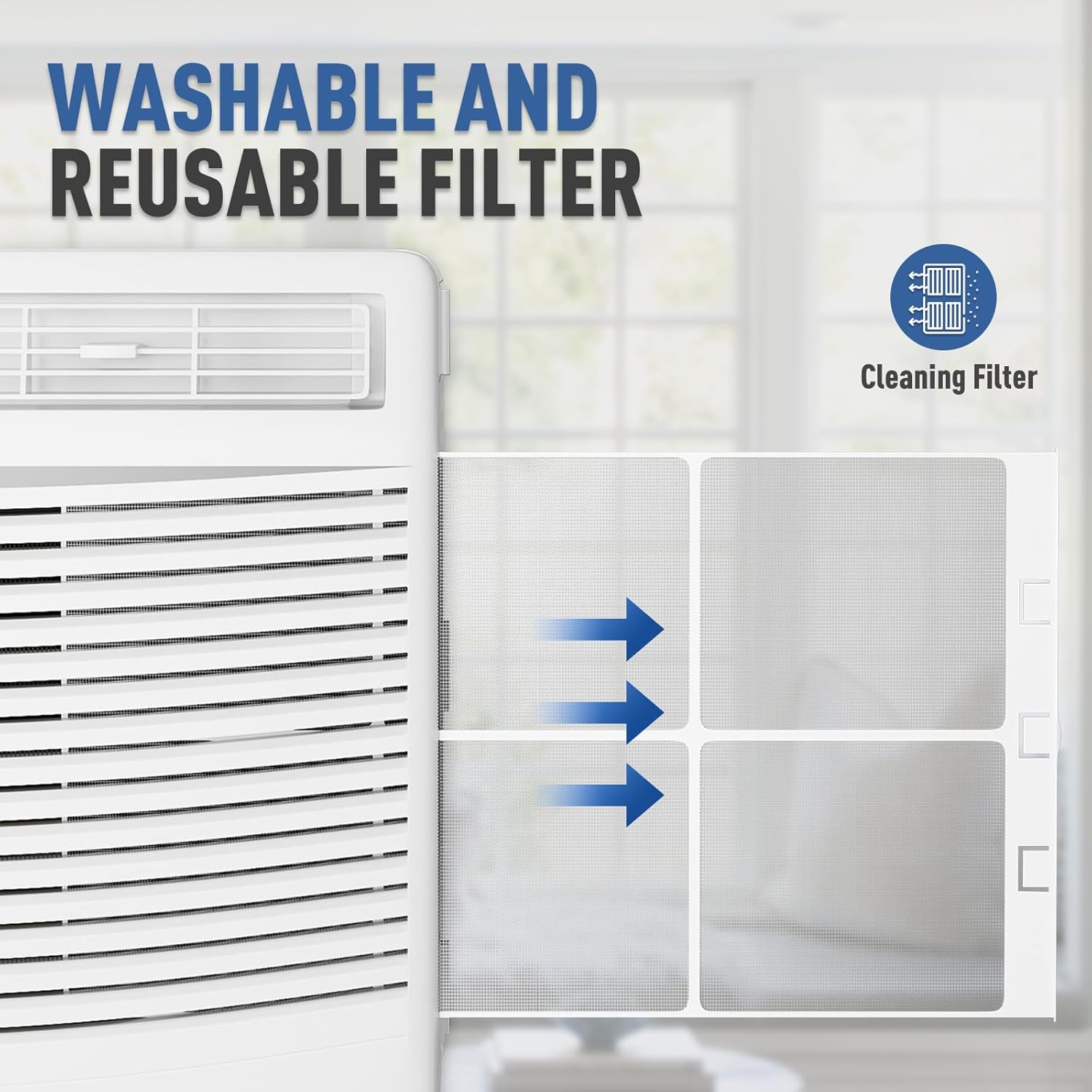 6000 BTU 115V Smart Window AC for Rooms up to 250 sq.ft. Quiet Operation Window-Mounted AC Unit with Remote Control, Dehumidifier, Washable Filter and Timer for Bedroom Living Room