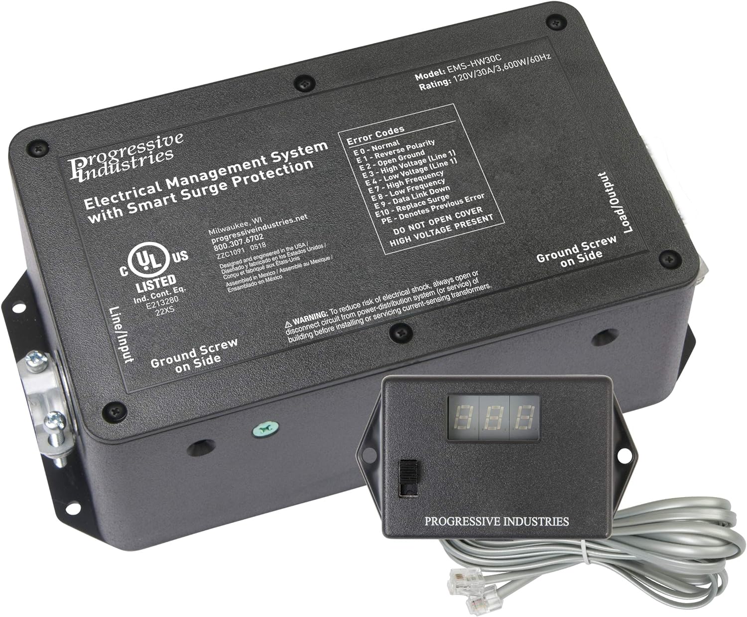 Progressive Industries 50 Amp Portable RV Electrical Management System Surge Protector (1 MIN), EMS-PT50X , Black