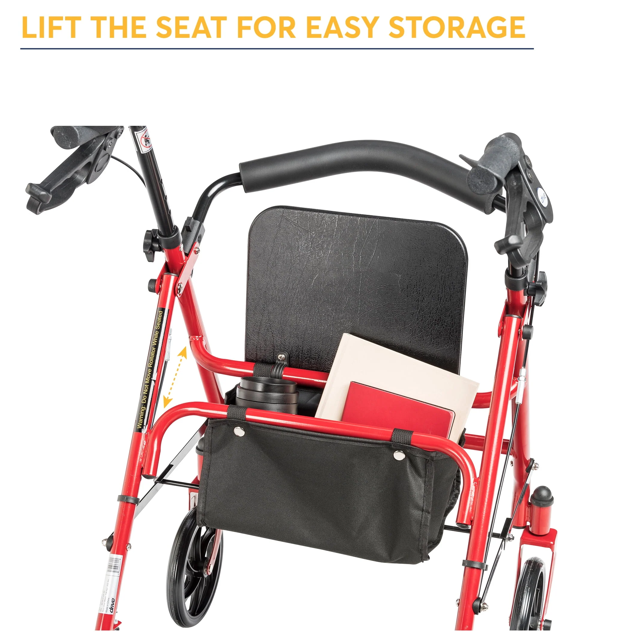 Drive Medical 10257RD-1 Durable 4-Wheel Rollator with 7.5 Casters, Red