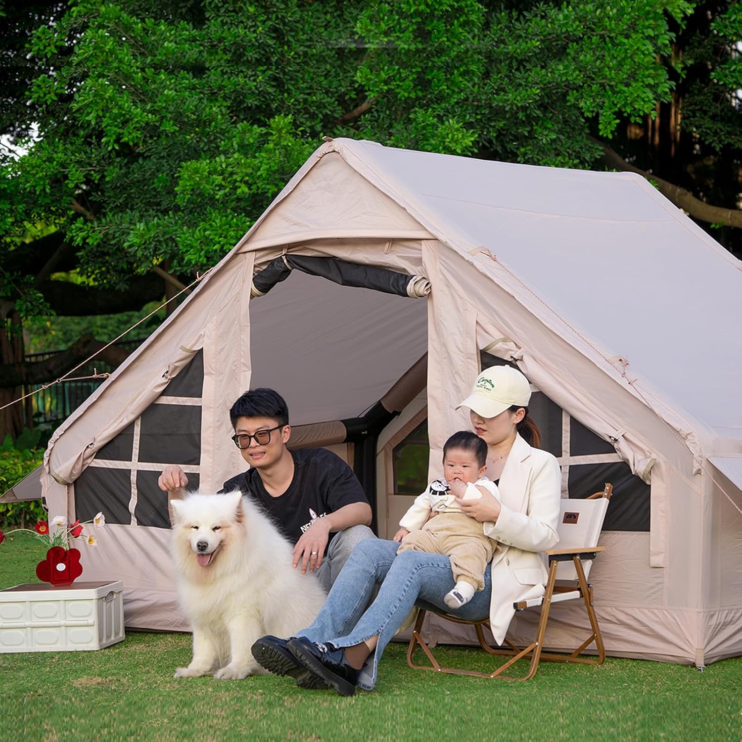 DanCoom Inflatable Tent 2/4/6/8 Person Tents for Camping,Easy Setup Large Inflate Tents for Outdoor Camping, Glamping Tents Large ApseF