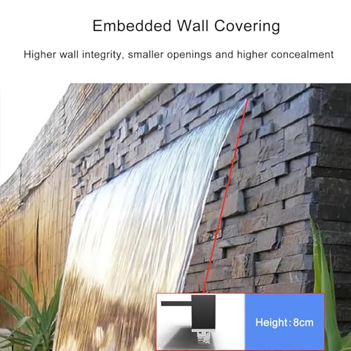 Waterfall Pool Fountain, 304 Stainless Steel Water Feature Spillway, Waterfall Blade with Accessories, for Swimming Pool, Garden Outdoor Pond, Spa(80cm)