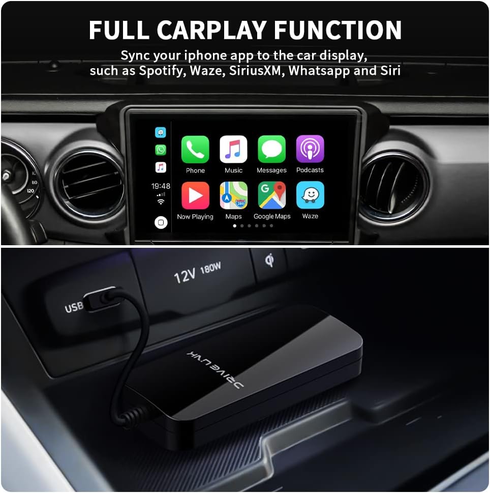 DriveLink 2.0 Wireless CarPlay Adapter for All Factory Wired CarPlay Cars Wireless CarPlay Dongle Convert Wired to Wireless CarPlay, Low Latency, Easy-to-Install, Plug & Play
