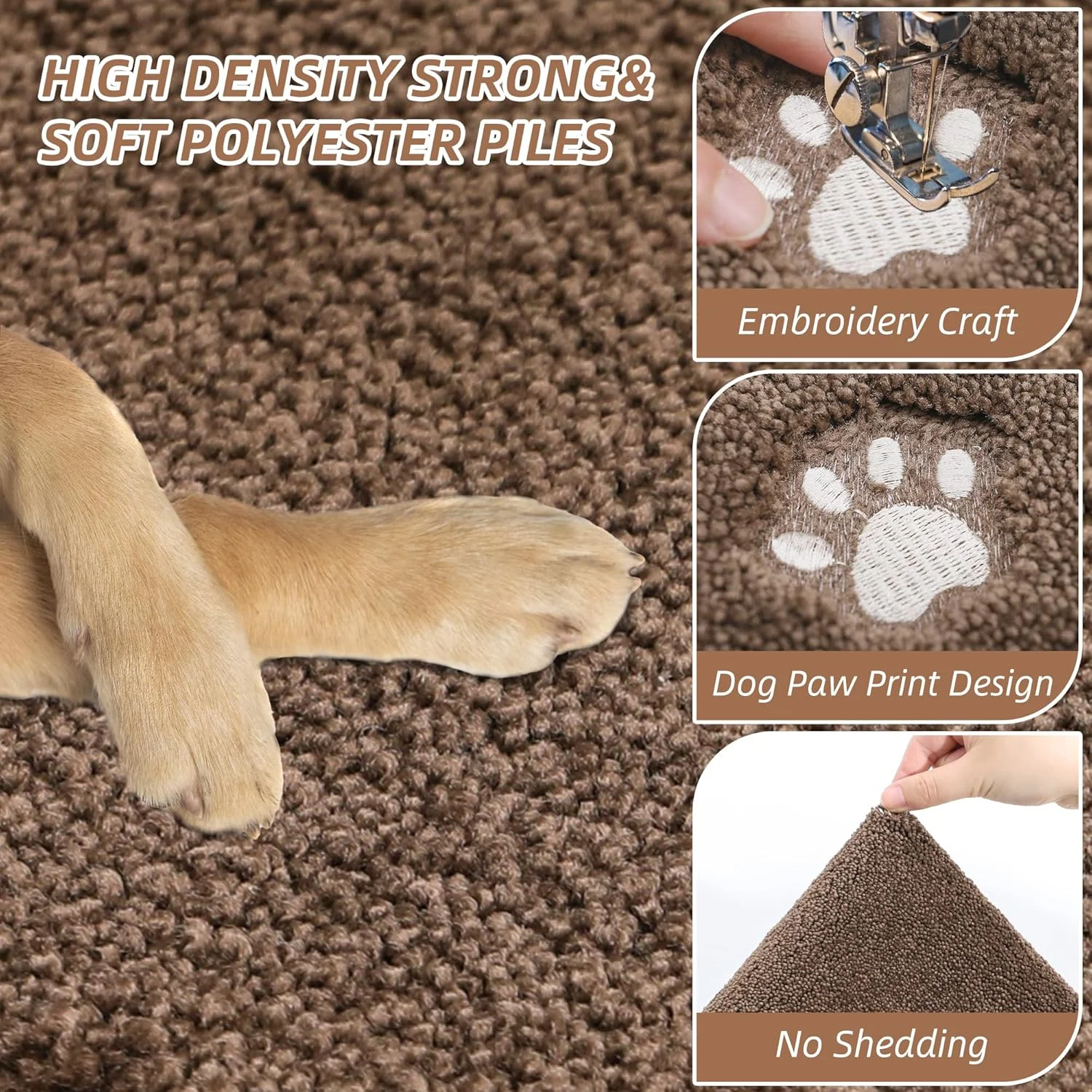 Dog Door Mat for Muddy Paws 36"x60" Dirt Trapper Absorbent Doormat Non Slip Entryway Rugs Washable Stain Resistant Welcome Floor Mat Soft Low-Profile for Front Back Door, Brown