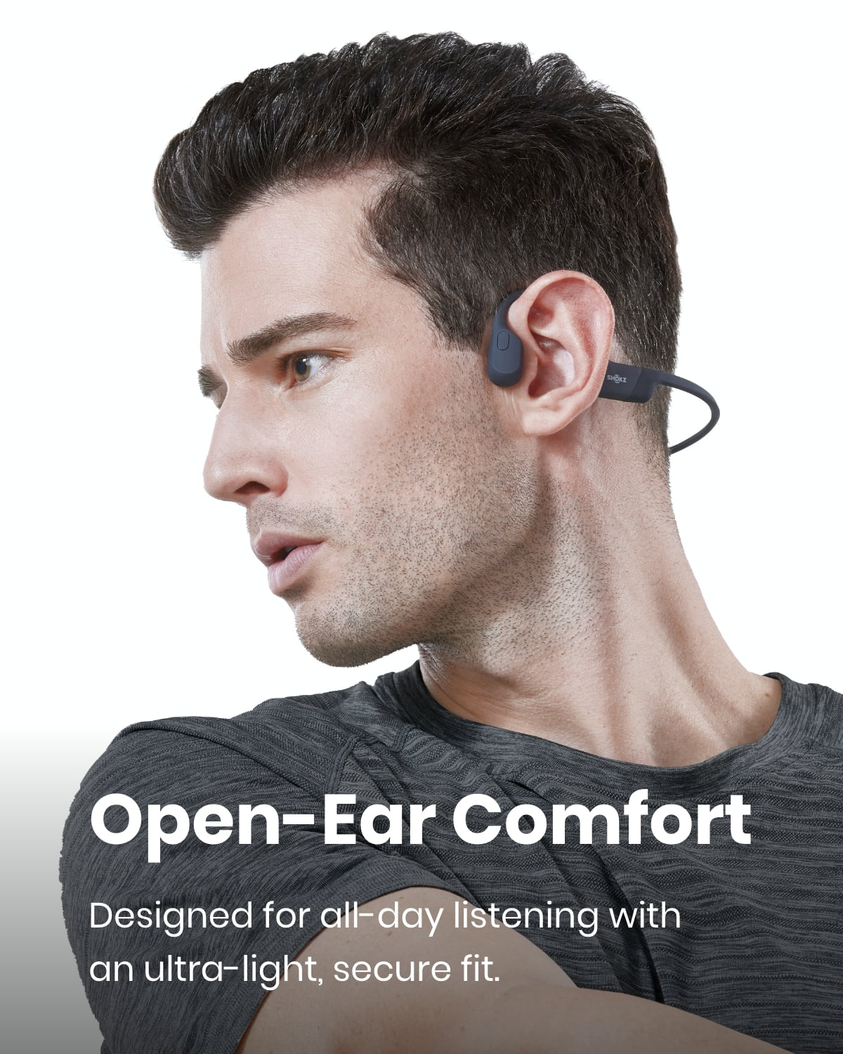 Shokz OpenRun Bone Conduction Waterproof Bluetooth Headphones for Sports with Cooling Wristband (Formerly Aeropex), Black