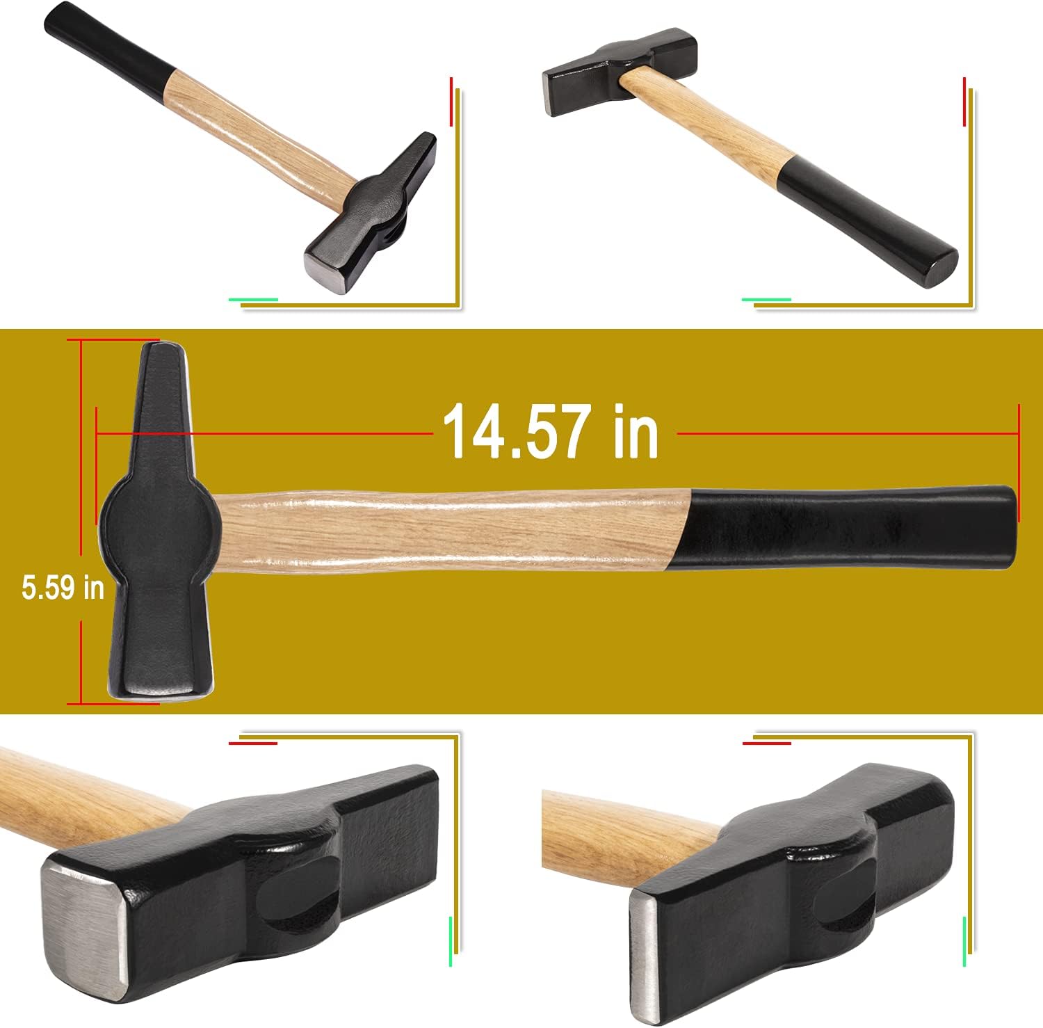 Blacksmith 17” Wolf Jaw Tongs and Hammer Tool Set Essential Tools for Blacksmith Bladesmith Forge Pack of 2