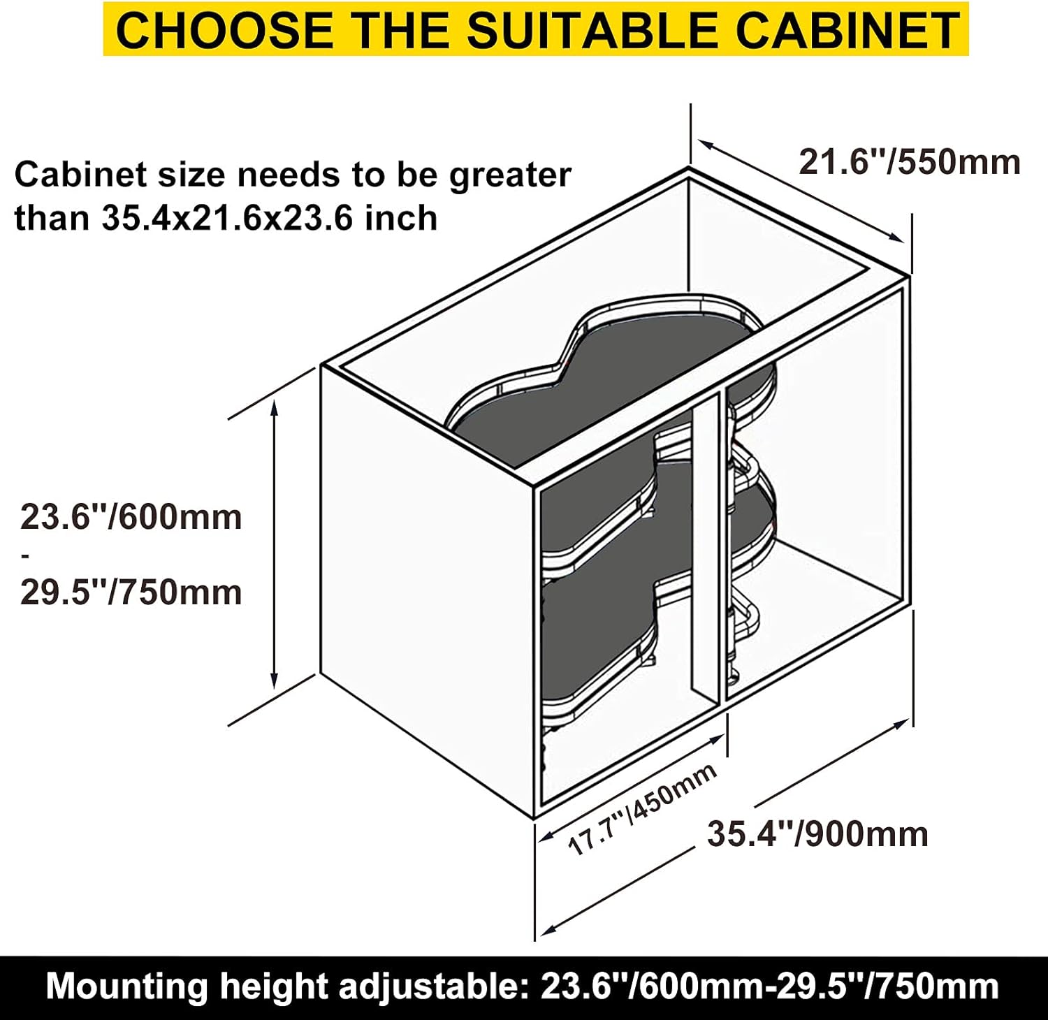 VEVOR Swing Left Blind Corner Cabinet Pull Out for 36 inch Cabinet, 2 Tier Swing Tray Blind Kitchen Cabinet, Soft Close Cloud Blind Organizer for Right Handed Open Blind Corner Cabinet