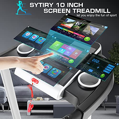 SYTIRY Treadmills for Home with TV Screen and WiFi,Smart Folding Treadmill Machine,3D Virtual Sports Scene,HiFi Speakers,Popular APP for Social Networking, Video, and Search,Walking Treadmill