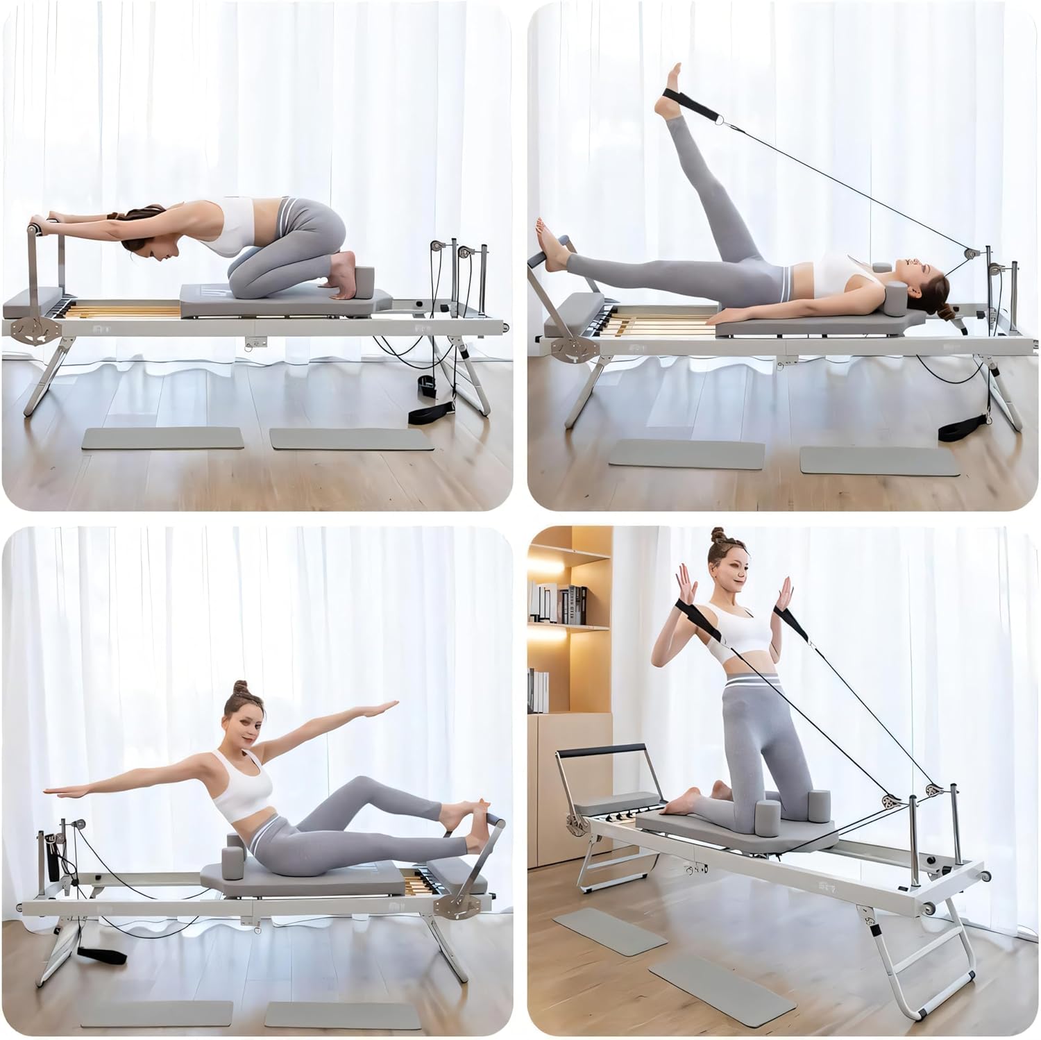 Foldable Pilates Reformer, Pilates Machine & Equipment for Home Use and Gym Workout, Suitable for Beginners and Intermediate Users