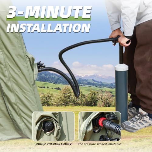 YOLENY Inflatable Tents for Camping, 4/6/8/10/12 Person Tent with TPU Skylight, Mesh Windows, Stove Jack & Pump, Easy Setup 4 Season Glamping Tent, Waterproof & Windproof