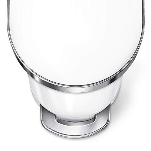 simplehuman 45 Liter / 12 Gallon Slim Hands-Free Kitchen Step Trash Can, White Stainless Steel