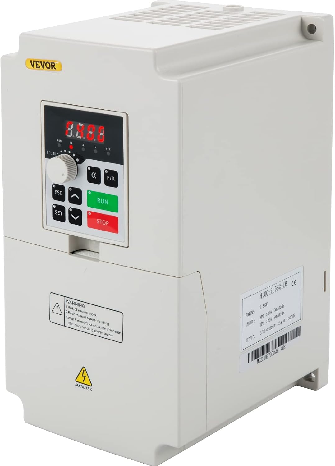 VEVOR VFD 4KW 220V 5.5HP, 1 or 3 Phase Input, 3 Phase Output Variable Frequency Drive, AC 17A 0~1000HZ CNC Motor Inverter Converter for Motor Speed (RS485)