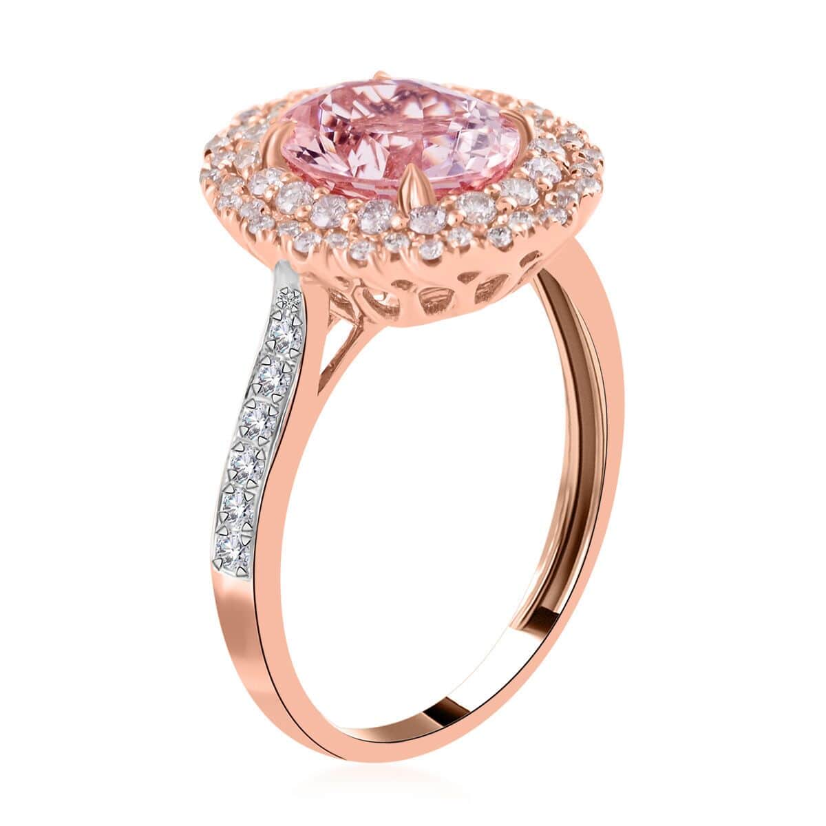 Shop LC Morganite Pink Diamond Oval Mix 14K Rose Gold Halo Ring for Women Jewelry Gifts Size 8 Ct 1.69 I3 Clarity Engagement Anniversary Wedding Promise Birthday Gifts