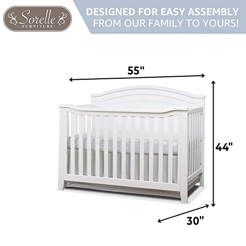 SORELLE FURNITURE Berkley Round Top Crib, Classic 4-in-1 Convertible Crib, Made of Wood, Non-Toxic Finish, Wooden Baby Bed, Toddler Bed, Child’s Daybed and Full-Size Bed, Nursery Furniture-Gray