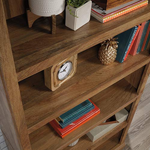 Sauder 5 Tier Book Shelf Wooden Bookcase Multipurpose Bookshelf for Home Office, Living Room, in Chalked Chestnut