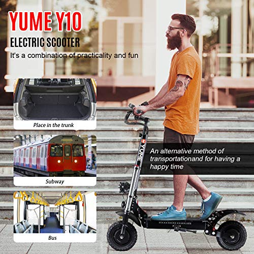 M YUME SCOOTER Y10 Adult Electric Scooter Double Suspensions Dual Motor 23.4AH Battery 52V 2400W 40 MPH 40 Miles Fast Sports Scooter 10" Off Road 330lbs Max Load Folding Scooter, UL-2272 Certified
