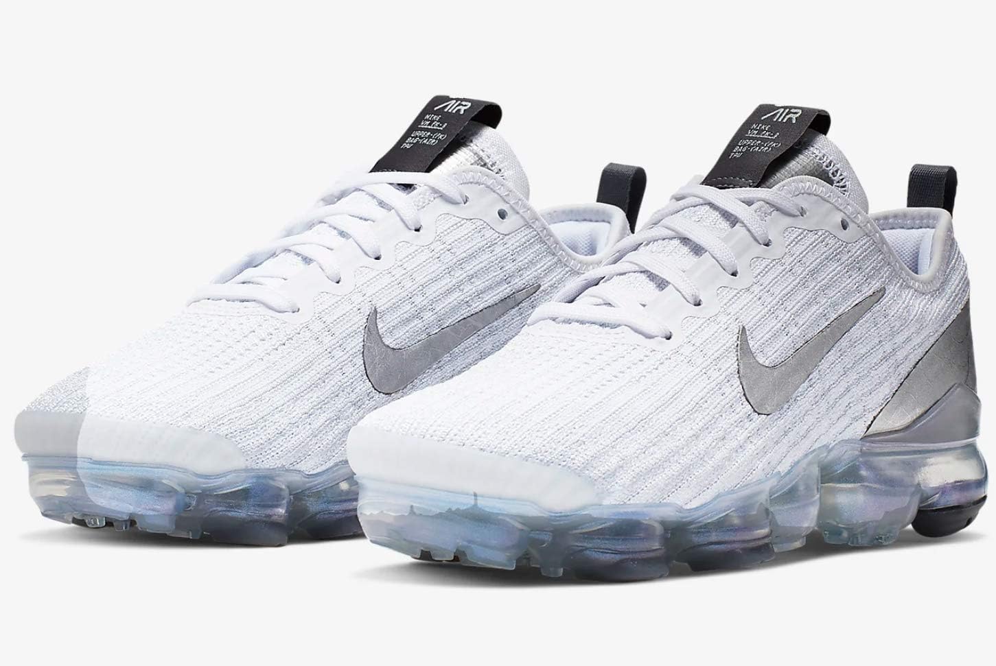 Nike Air Vapormax Flyknit 3 GS Running Trainers BQ5238 Sneakers Shoes (UK 4 US 4.5Y EU 36.5, White Metallic Silver 101)