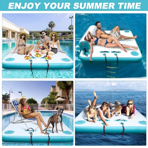 VOFiTNY Inflatable Floating Dock, Swim Platform Floating Dock for Lakes, Lake Floats for Adults, Island Raft Mat for Lake Beach Ocean, Non-Slip Surface